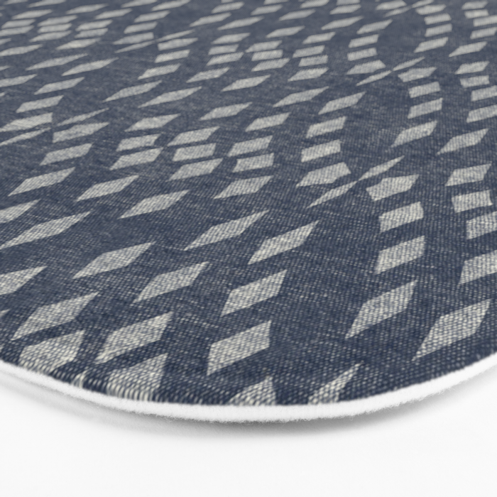 Vintage Patterned Blue Bath Mat Gallery Image 3