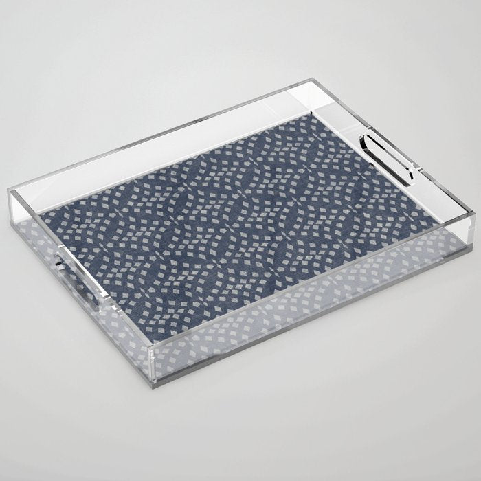 Vintage Patterned Blue Acrylic Tray Gallery Image 1