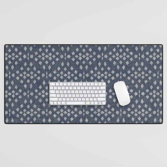 Vintage Patterned Blue Desk Mat Gallery Image 1