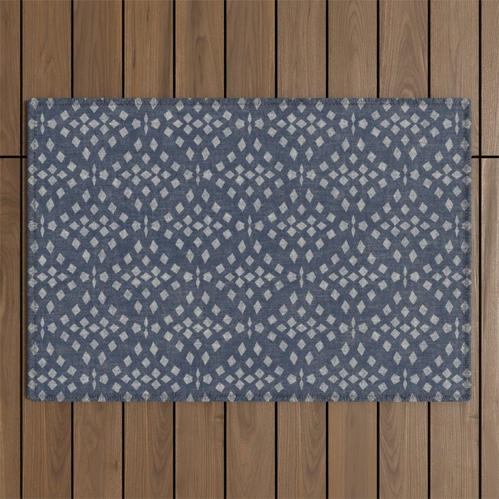 Vintage Patterned Blue Outdoor Rug Gallery Image 1