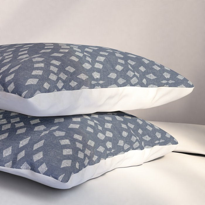 Vintage Patterned Blue Pillow Sham Gallery Image 3