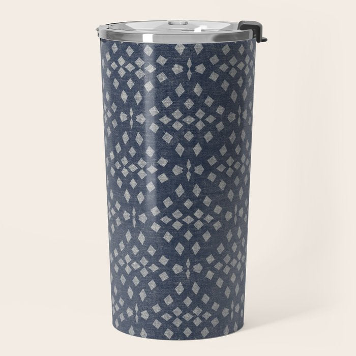 Vintage Patterned Blue Travel Mug Gallery Image 2