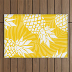 Bright Yellow, Summer, Pineapple Art Outdoor Rug Gallery Image 1