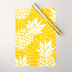 Bright Yellow, Summer, Pineapple Art Wrapping Paper Gallery Image 1