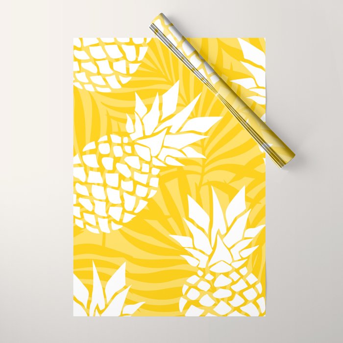 Bright Yellow, Summer, Pineapple Art Wrapping Paper Gallery Image 1