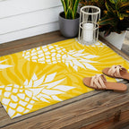 Bright Yellow, Summer, Pineapple Art Outdoor Rug Gallery Image 2