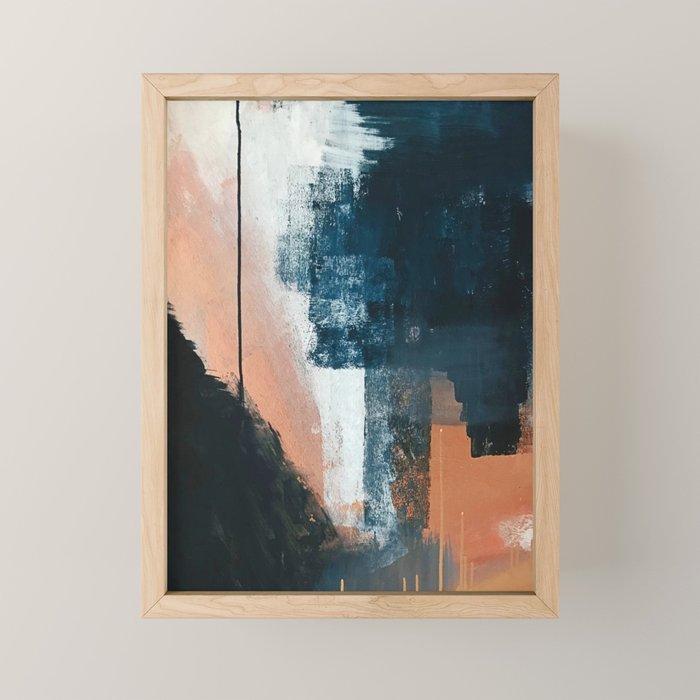Vienna: a minimal, abstract mixed-media piece in pinks, blue, and white by Alyssa Hamilton Art Mini Art Print Gallery Image 1