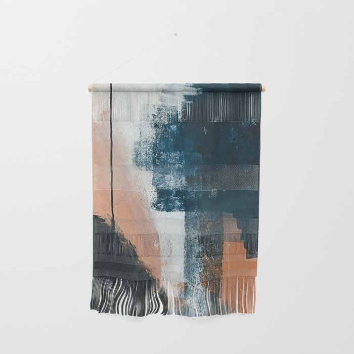 Vienna: a minimal, abstract mixed-media piece in pinks, blue, and white by Alyssa Hamilton Art Wall Hanging Gallery Image 1