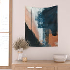 Vienna: a minimal, abstract mixed-media piece in pinks, blue, and white by Alyssa Hamilton Art Wall Tapestry Gallery Image 2