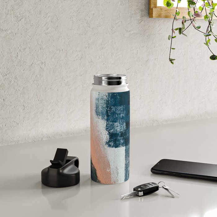 Vienna: a minimal, abstract mixed-media piece in pinks, blue, and white by Alyssa Hamilton Art Water Bottle Gallery Image 4