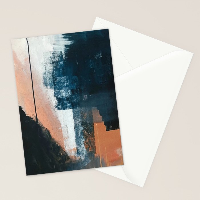 Vienna: a minimal, abstract mixed-media piece in pinks, blue, and white by Alyssa Hamilton Art Stationery Card Gallery Image 2