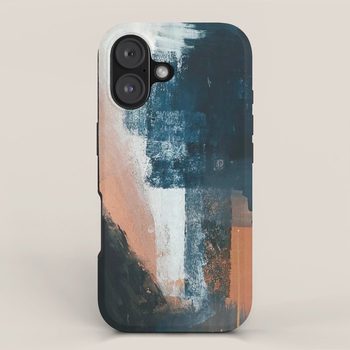 Vienna: a minimal, abstract mixed-media piece in pinks, blue, and white by Alyssa Hamilton Art iPhone Case Gallery Image 1