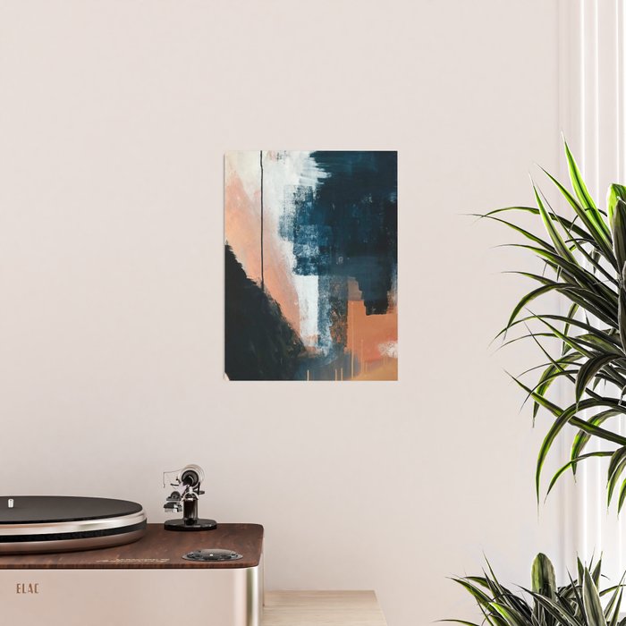 Vienna: a minimal, abstract mixed-media piece in pinks, blue, and white by Alyssa Hamilton Art Poster Gallery Image 2