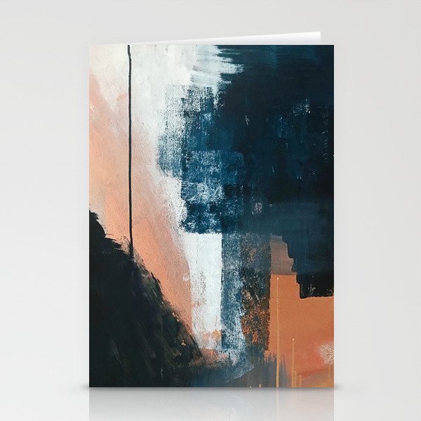 Vienna: a minimal, abstract mixed-media piece in pinks, blue, and white by Alyssa Hamilton Art Stationery Card Gallery Image 1