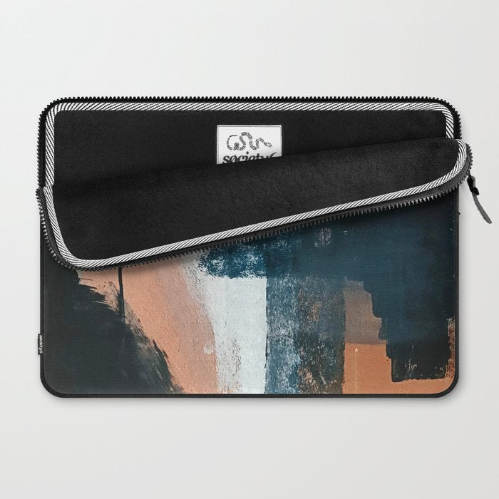 Vienna: a minimal, abstract mixed-media piece in pinks, blue, and white by Alyssa Hamilton Art Laptop Sleeve Gallery Image 2