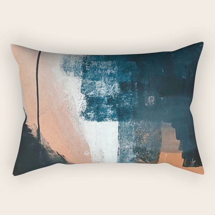 Vienna: a minimal, abstract mixed-media piece in pinks, blue, and white by Alyssa Hamilton Art Rectangular Pillow Gallery Image 1