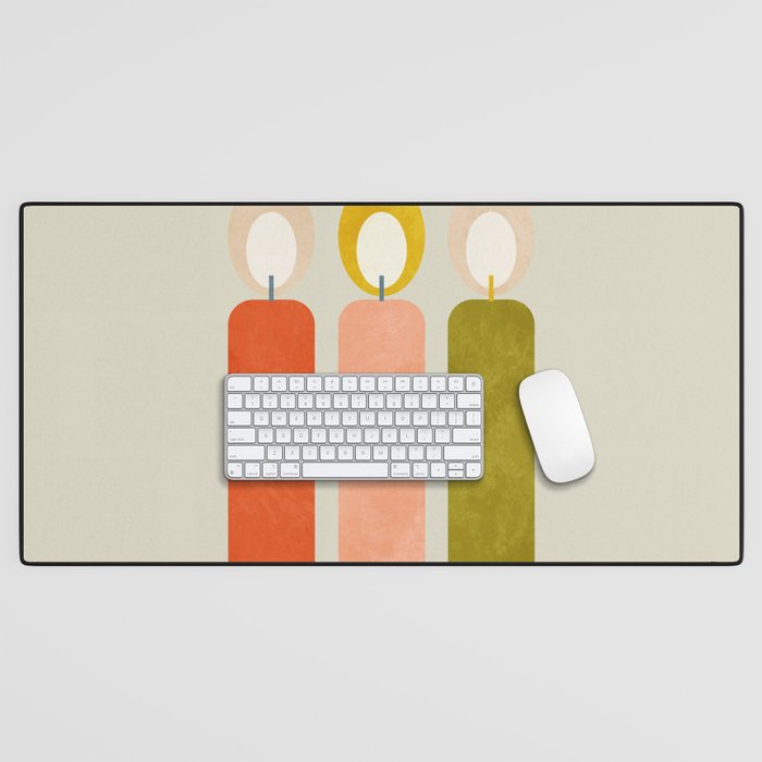 mid century xmas contemporary candle Desk Mat Gallery Image 1