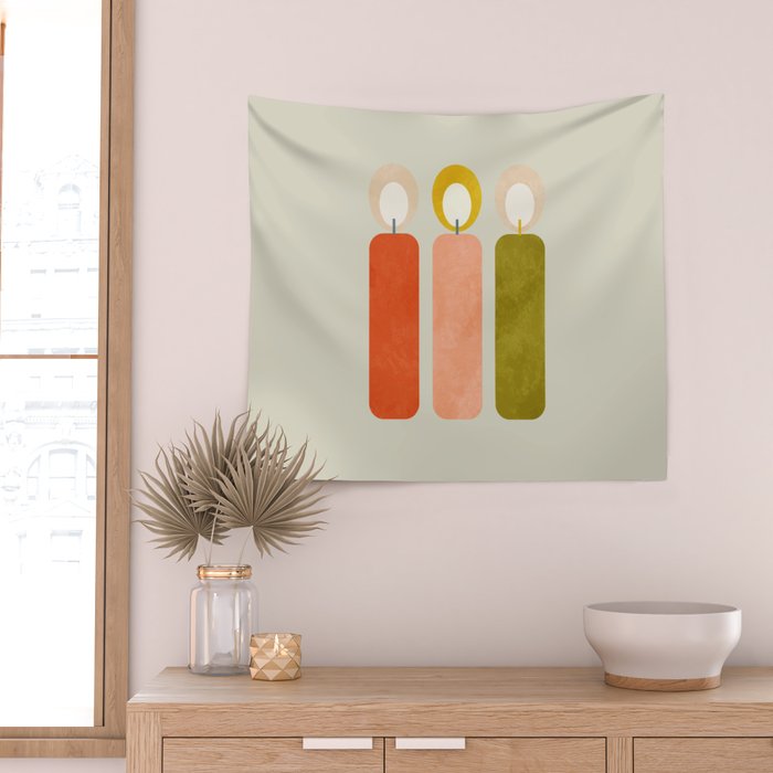 mid century xmas contemporary candle Wall Tapestry Gallery Image 2