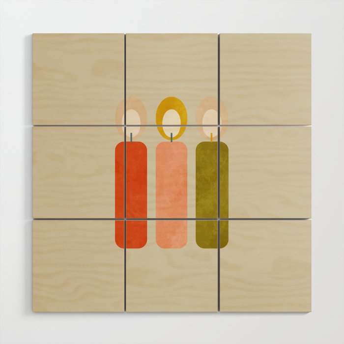 mid century xmas contemporary candle Wood Wall Art Gallery Image 1