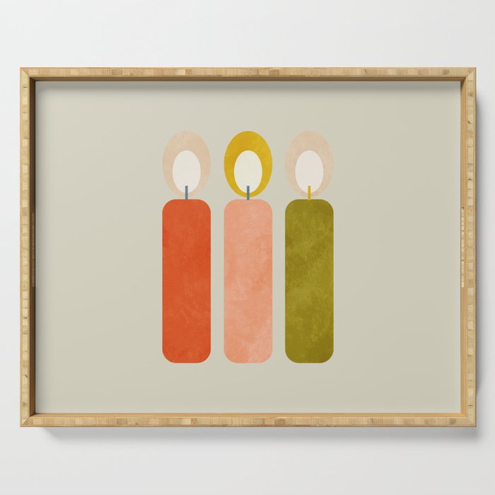 mid century xmas contemporary candle Serving Tray Gallery Image 1