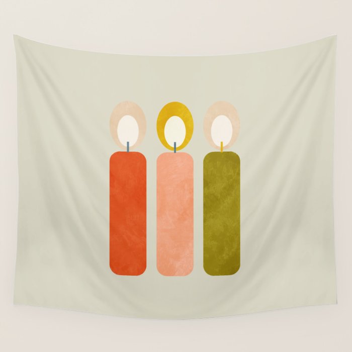 mid century xmas contemporary candle Wall Tapestry Gallery Image 4