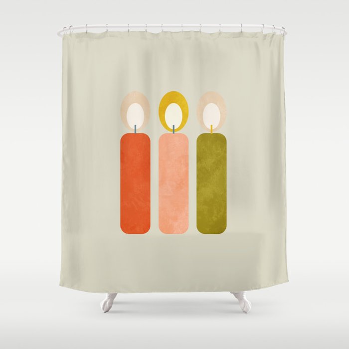 mid century xmas contemporary candle Shower Curtain Gallery Image 1
