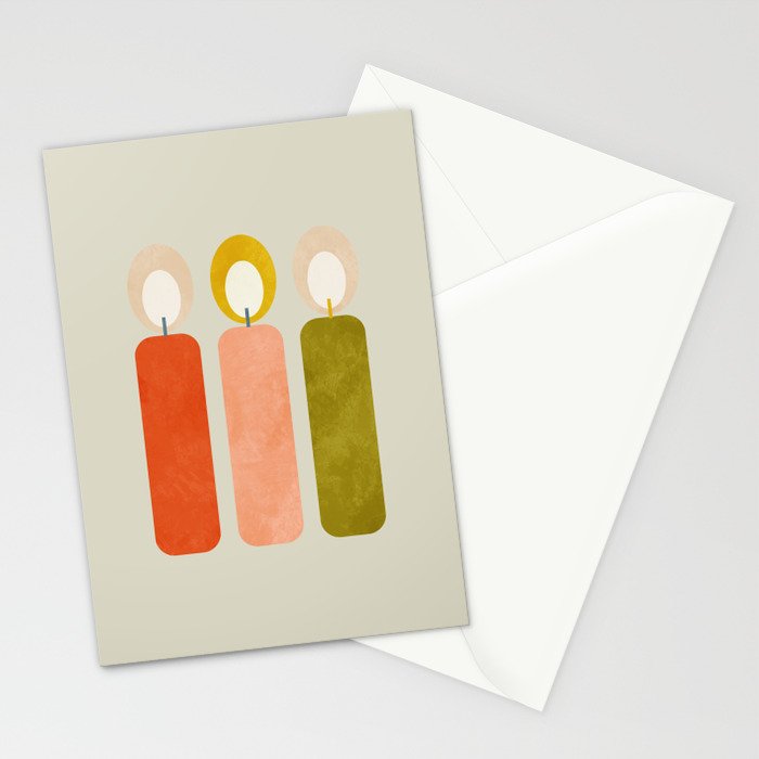 mid century xmas contemporary candle Stationery Card Gallery Image 2