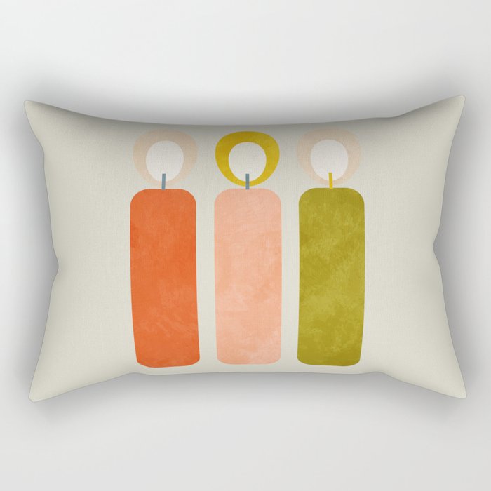 mid century xmas contemporary candle Rectangular Pillow Gallery Image 1
