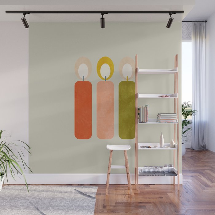 mid century xmas contemporary candle Wall Mural Gallery Image 1