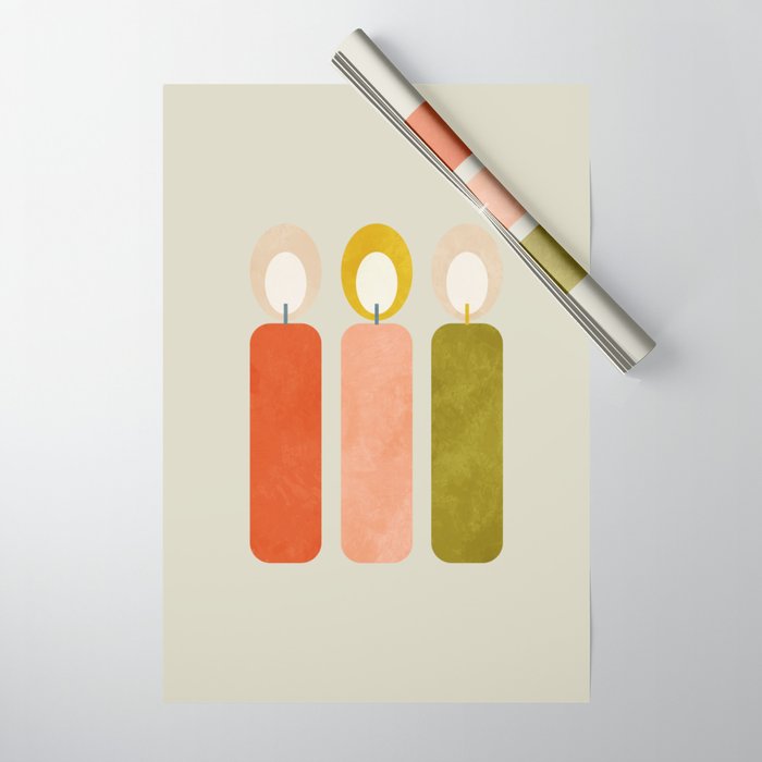 mid century xmas contemporary candle Wrapping Paper Gallery Image 1
