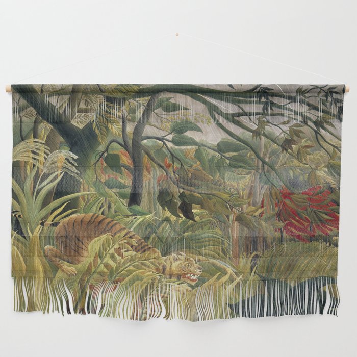 Henri Rousseau's Tiger in a Tropical Storm (1891) famous painting. Wall Hanging Gallery Image 1