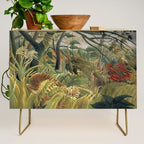 Henri Rousseau's Tiger in a Tropical Storm (1891) famous painting. Credenza Gallery Image 1