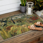 Henri Rousseau's Tiger in a Tropical Storm (1891) famous painting. Outdoor Rug Gallery Image 2