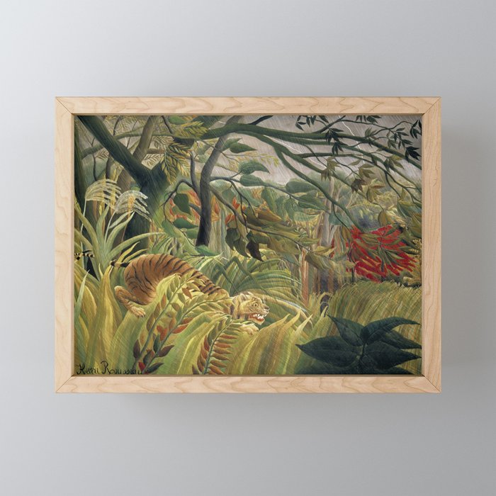 Henri Rousseau's Tiger in a Tropical Storm (1891) famous painting. Mini Art Print Gallery Image 1