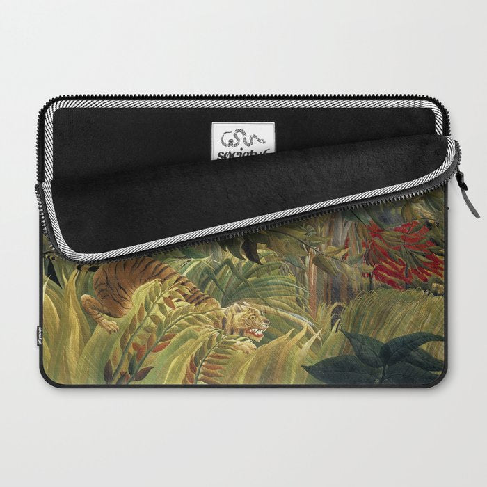 Henri Rousseau's Tiger in a Tropical Storm (1891) famous painting. Laptop Sleeve Gallery Image 2