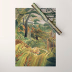 Henri Rousseau's Tiger in a Tropical Storm (1891) famous painting. Wrapping Paper Gallery Image 1