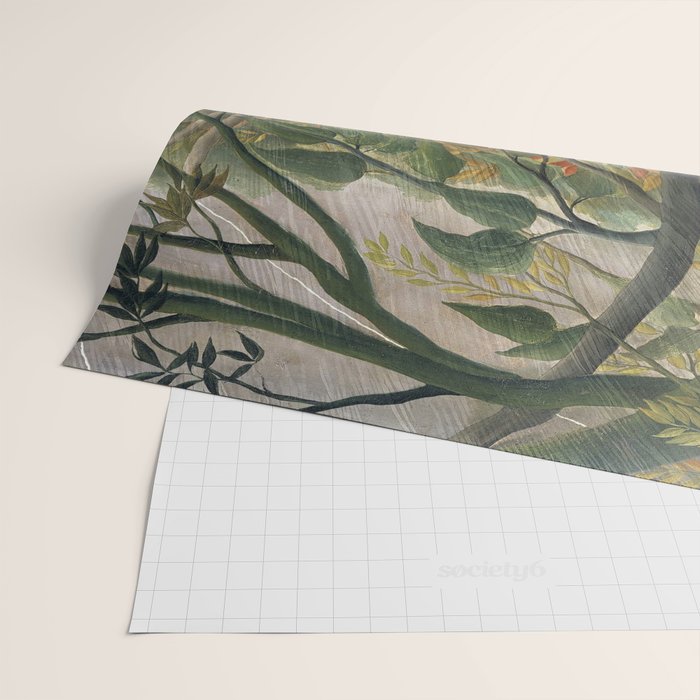 Henri Rousseau's Tiger in a Tropical Storm (1891) famous painting. Wrapping Paper Gallery Image 2