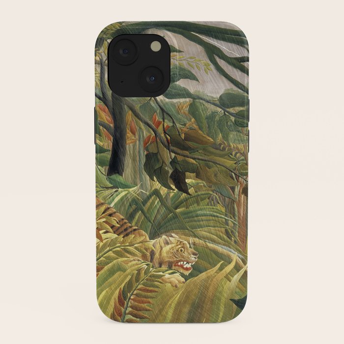 Henri Rousseau's Tiger in a Tropical Storm (1891) famous painting. iPhone Case Gallery Image 38