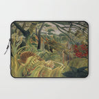 Henri Rousseau's Tiger in a Tropical Storm (1891) famous painting. Laptop Sleeve Gallery Image 1