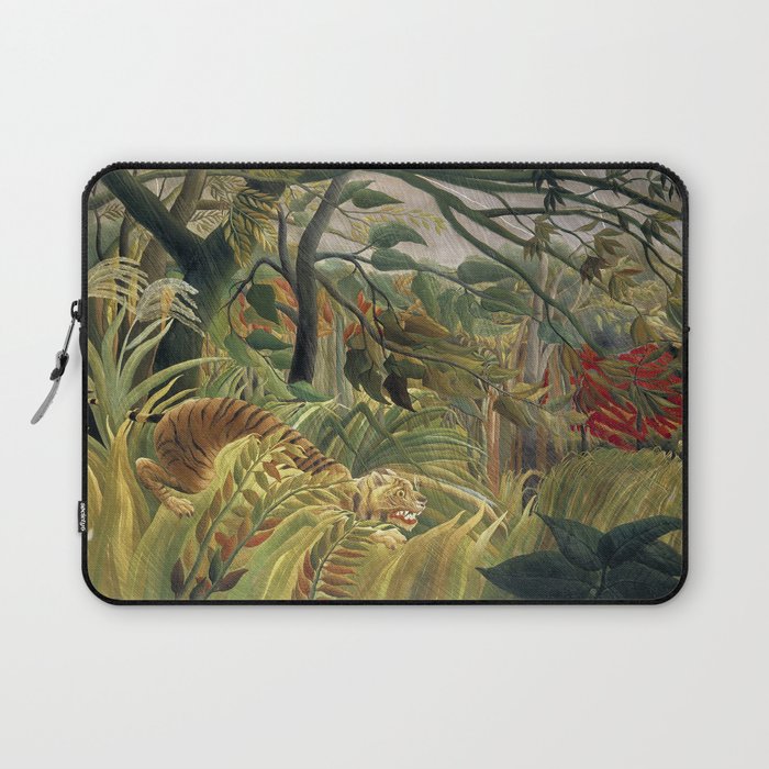 Henri Rousseau's Tiger in a Tropical Storm (1891) famous painting. Laptop Sleeve Gallery Image 1