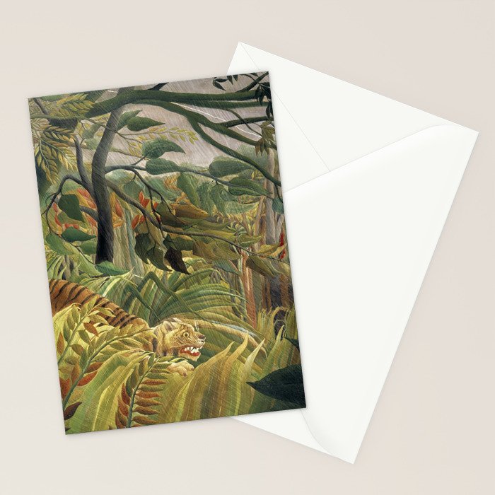 Henri Rousseau's Tiger in a Tropical Storm (1891) famous painting. Stationery Card Gallery Image 2