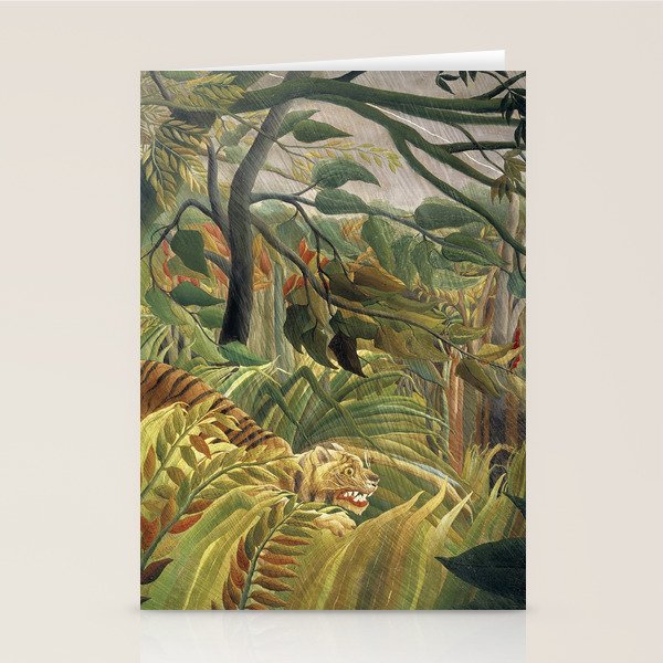 Henri Rousseau's Tiger in a Tropical Storm (1891) famous painting. Stationery Card Gallery Image 2
