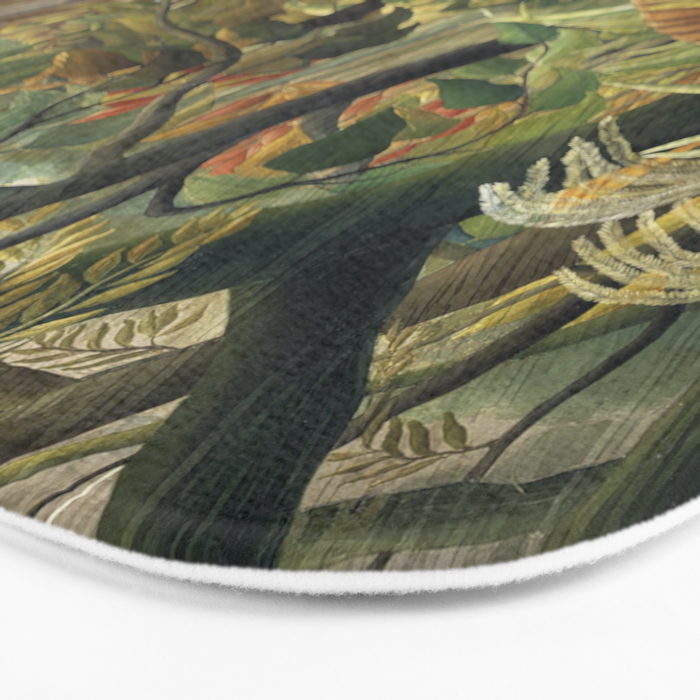 Henri Rousseau's Tiger in a Tropical Storm (1891) famous painting. Bath Mat Gallery Image 3