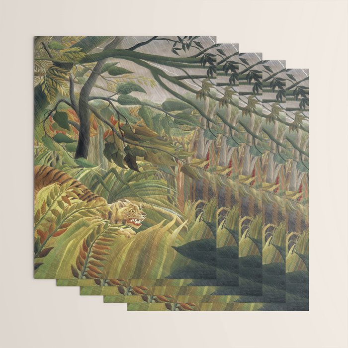Henri Rousseau's Tiger in a Tropical Storm (1891) famous painting. Wrapping Paper Gallery Image 3