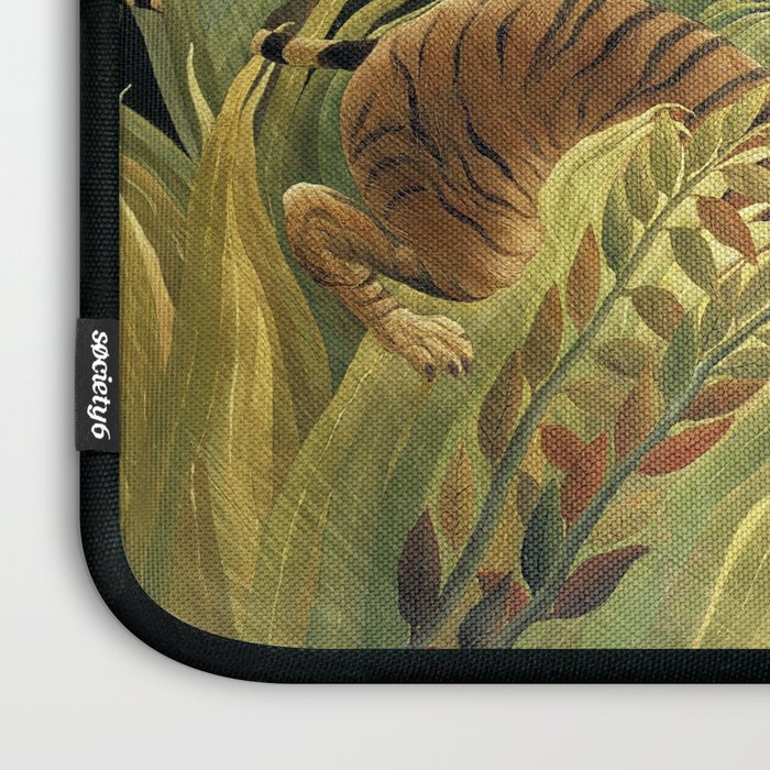 Henri Rousseau's Tiger in a Tropical Storm (1891) famous painting. Laptop Sleeve Gallery Image 3