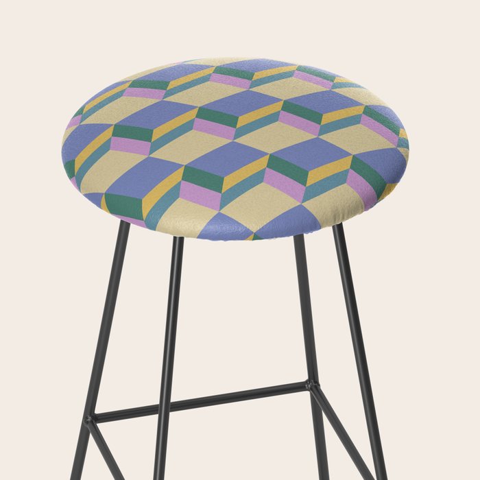 Cuboid Geometric Abstract Shapes Pattern XVI Stool Gallery Image 2