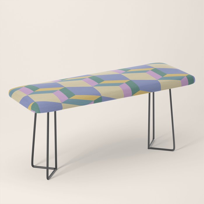 Cuboid Geometric Abstract Shapes Pattern XVI Bench Gallery Image 1