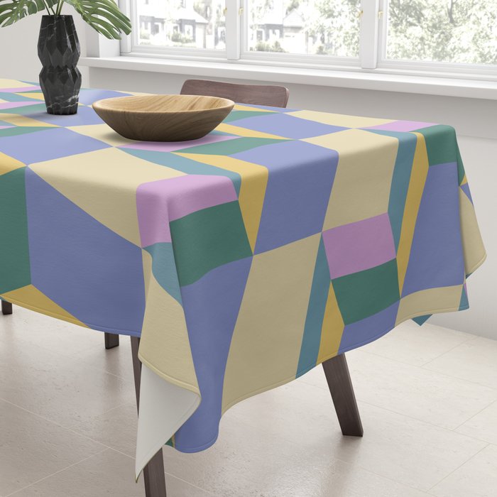 Cuboid Geometric Abstract Shapes Pattern XVI Tablecloth Gallery Image 3