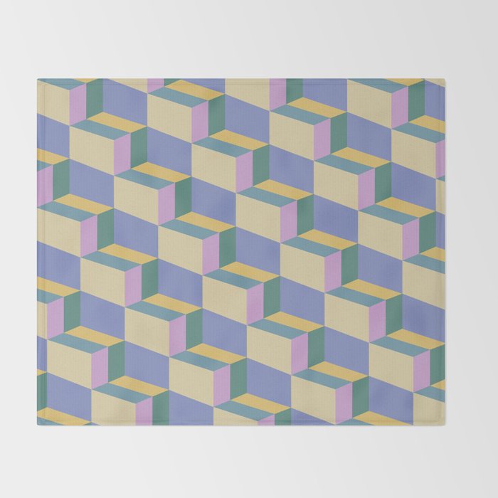Cuboid Geometric Abstract Shapes Pattern XVI Throw Blanket Gallery Image 2
