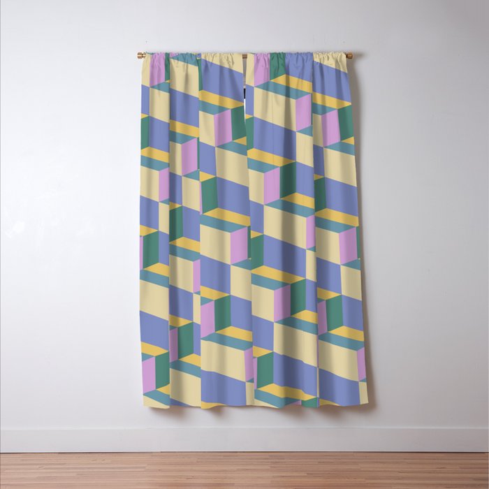 Cuboid Geometric Abstract Shapes Pattern XVI Window Curtain Gallery Image 3